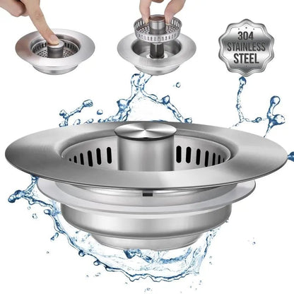 🏆Flash Sale⚡ 30K+ SOLD!🔥- Upgraded 3 in 1 Kitchen Sink Drain Strainer