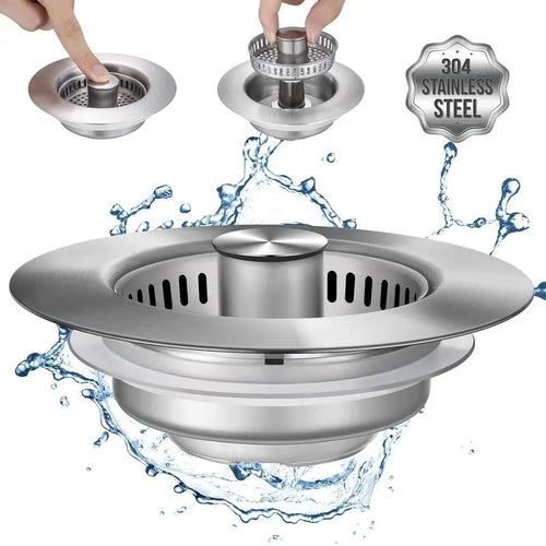🏆Flash Sale⚡ 30K+ SOLD!🔥- Upgraded 3 in 1 Kitchen Sink Drain Strainer