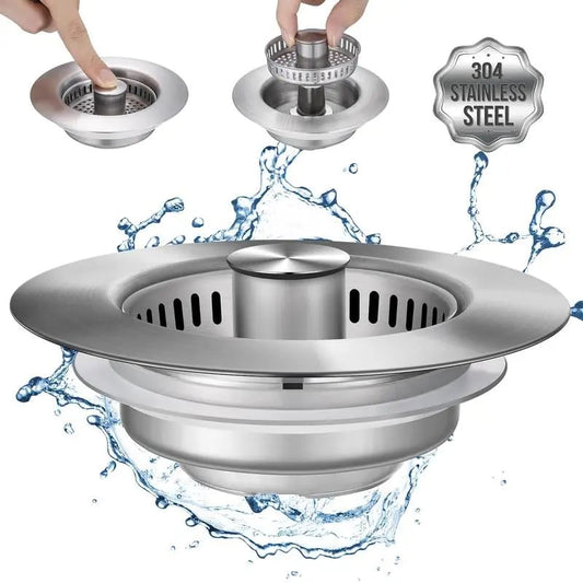 🏆Flash Sale⚡ 30K+ SOLD!🔥- Upgraded 3 in 1 Kitchen Sink Drain Strainer