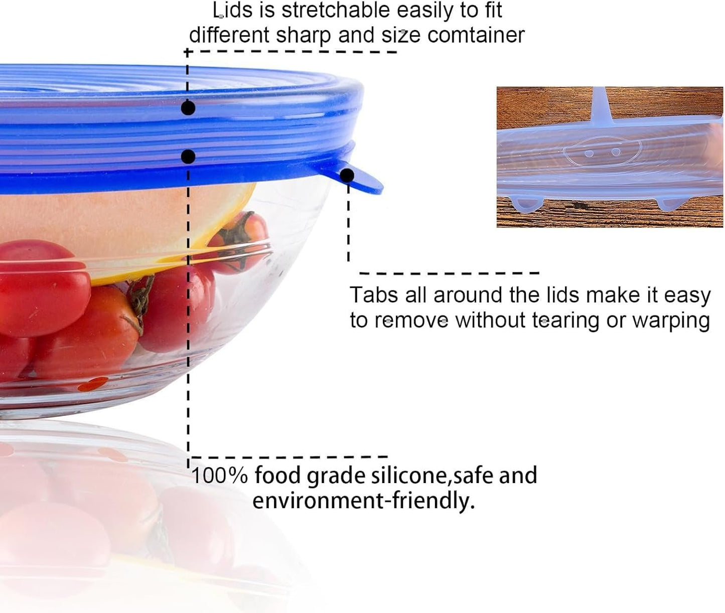 🍽️Silicone Cover Stretch Lids Reusable Airtight Food Wrap Covers