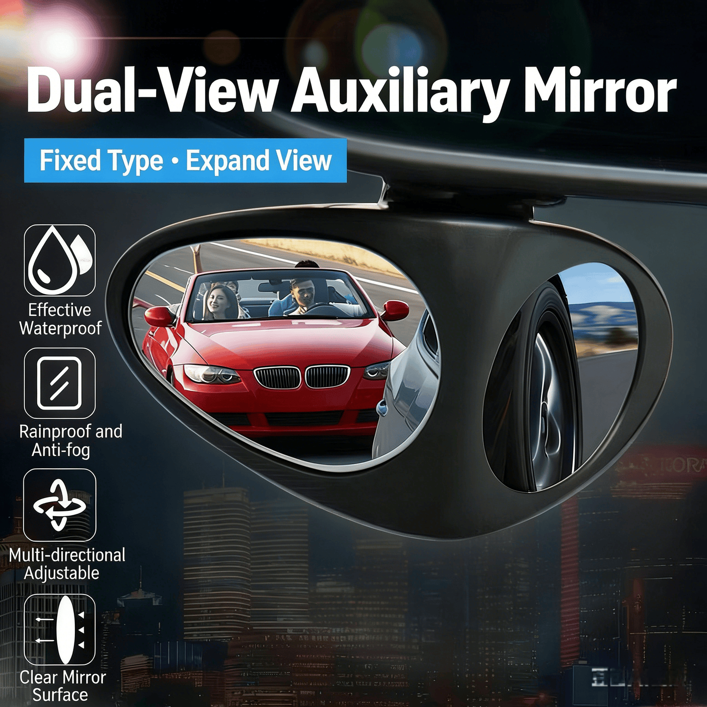 🔥LAST DAY 50% OFF - 🚗HD Car Blind Spot Elimination Mirror - 360° Rotatable, Rain/Fog Resistant