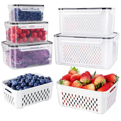 💖Last Day Sale 49% OFF🔥Household transparent plastic food storage box-Including drain basket💧