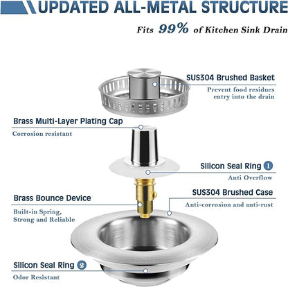 🏆Flash Sale⚡ 30K+ SOLD!🔥- Upgraded 3 in 1 Kitchen Sink Drain Strainer